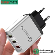 Carregador rápido qc 3.0 5v/2.4a, para samsung, xiaomi, huawei, universal, carregamento rápido, adaptador para smartphone eu iphone x xs 8 8