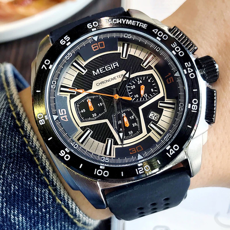 Online MEGIR Marke Sport Uhr Männer Relogio Masculino Mode Silikon Quarz Handgelenk Uhren Uhr Männer Military Armee Armbanduhr 2056 xfcs