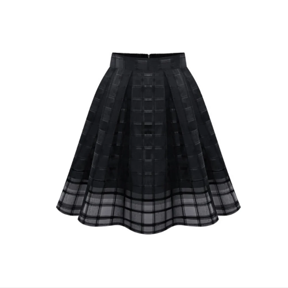 

See Through Hollow Gauze High Waist Skirt Pleated Mesh Skirt Fluffy Women Short Skirt Юбка в Клетку Юбка Женская