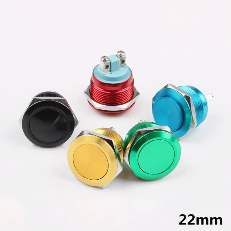 

22mm Metal Oxidized Push Button Switch flat /High/round 1NO reset press button screw terminal momentary