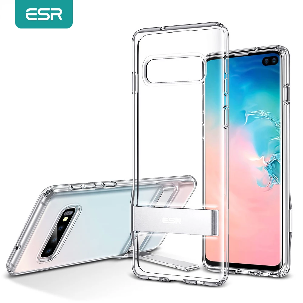 ESR Business Phone Case for Samsung S10 e S10 S10 Plus with Metal Kickstand Shockproof TPU Cover Case for Samsung S10 Plus Coque