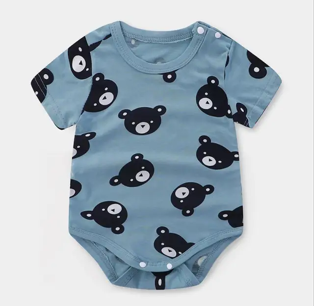 Newborn Baby summer rompers 100% Cotton Infant Body Short Sleeve baby Jumpsuit Cartoon ropa bebe Baby Boy Girl clothes black