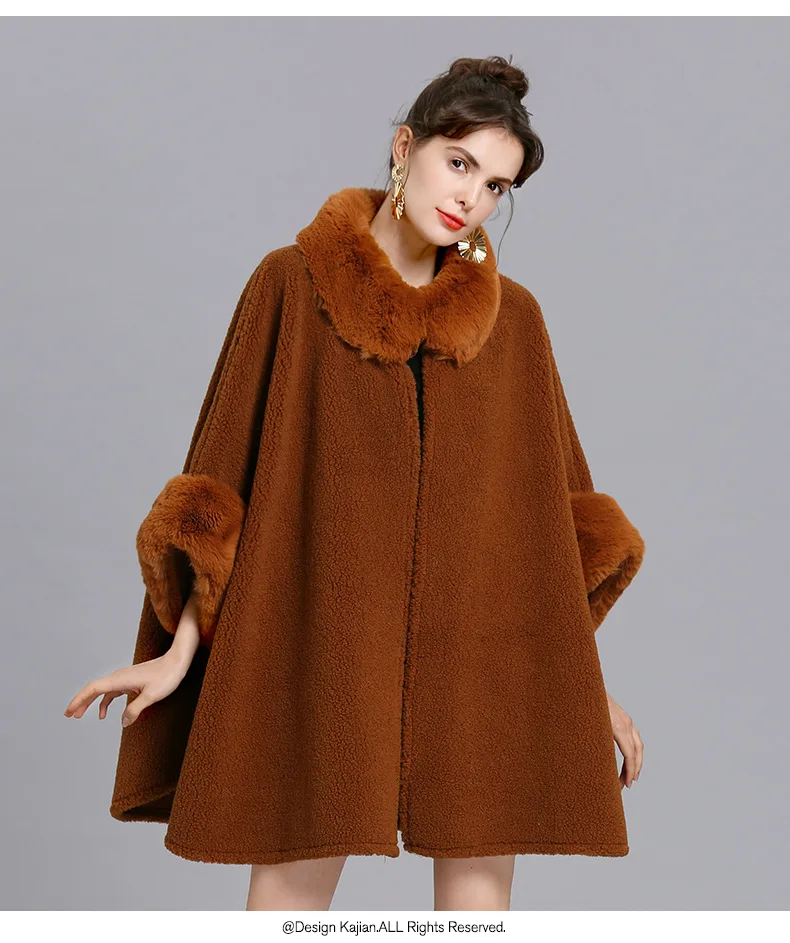 SC409 зимнее теплое пончо больших размеров с коротким рукавом из ...