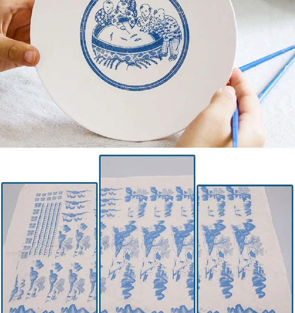 Creative Ceramics Transfer Paper Glaze Underglaze Flower Paper Blue And White Porcelain Paper