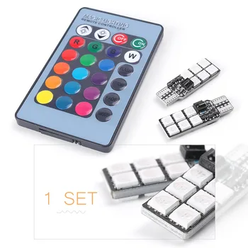 

Car 6 Super T10 5050 RGB Colorful 12 SMD LED Light Bulb 360 Degrees+Wireless Remote Controller w/ Battery CR2025 DC 12V