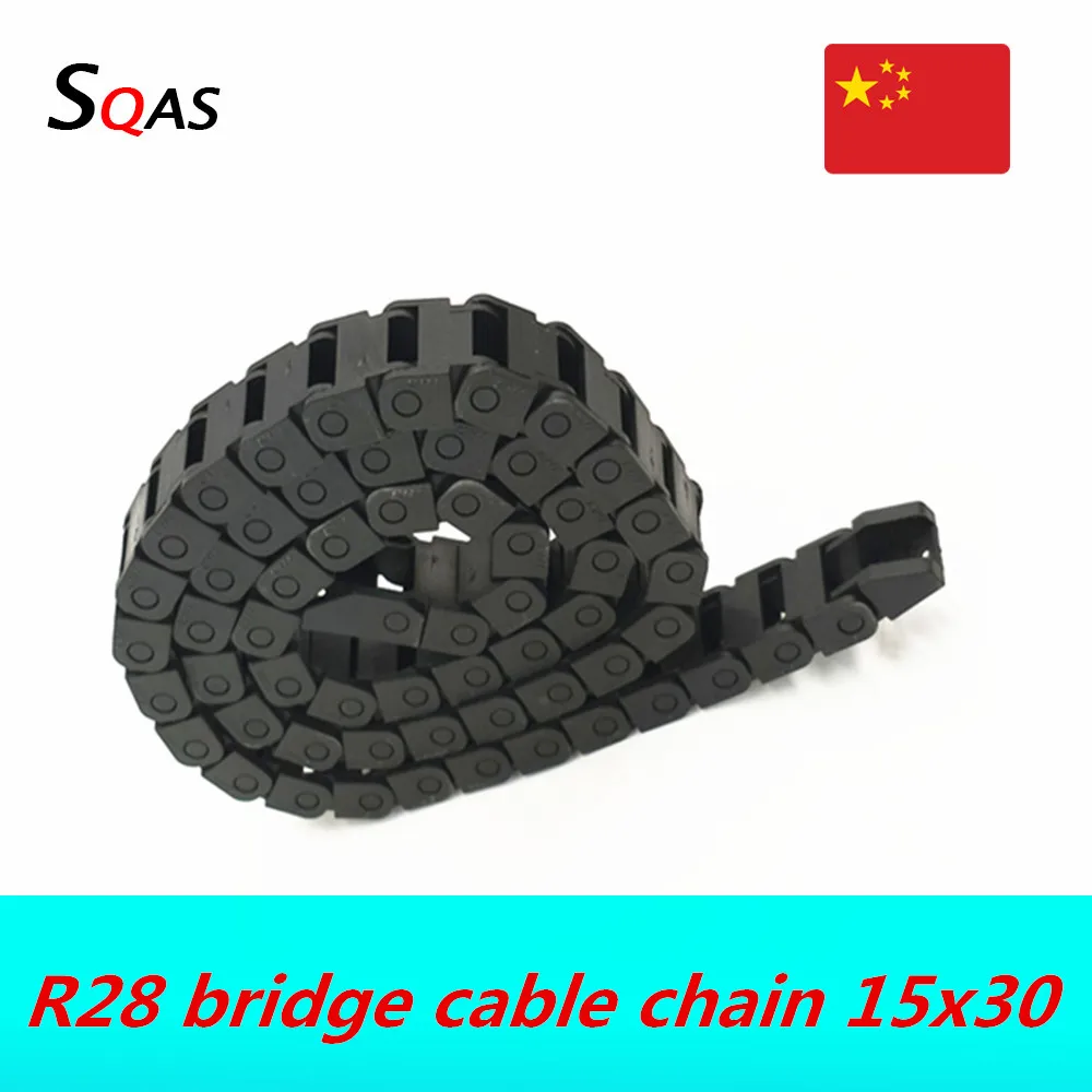 R28 Bridge Cable Chain 15mm height 30mm width 15*30 Wire Transmission Carrier Plastic Drag Towline For CNC Engraving Machine
