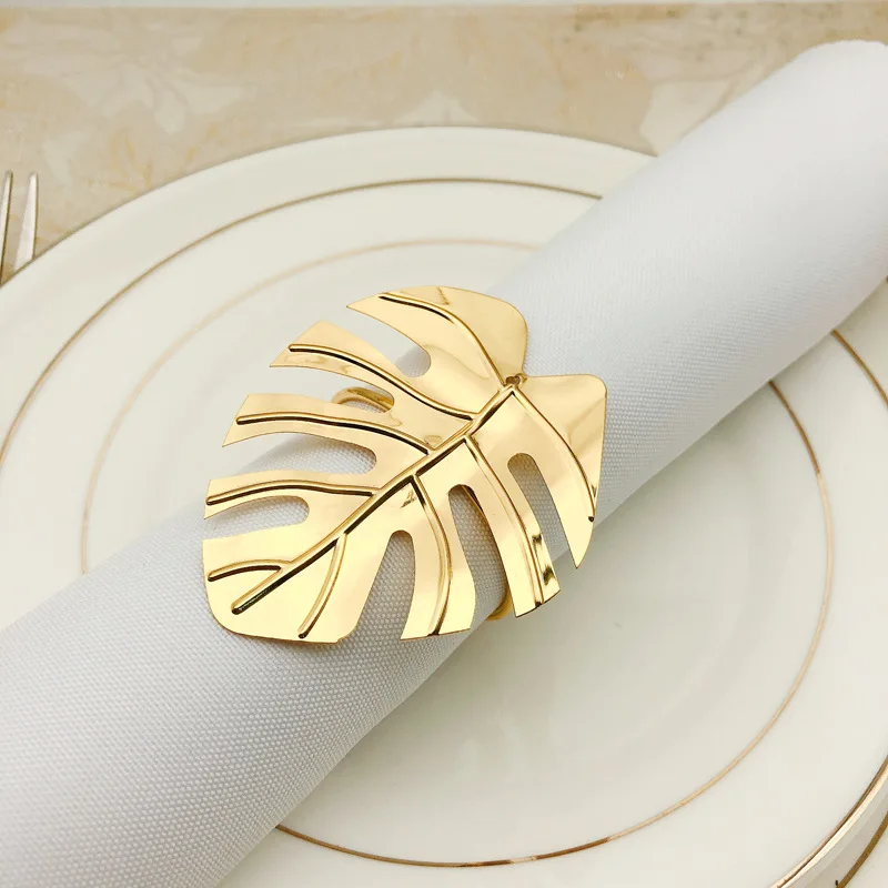 

24pcs/lot Upscale Hotel Napkin Ring Turtle Leaf Green Leaf Napkin Circle Hawaiian Wedding Napkin Buckle Dinner Party Wedding