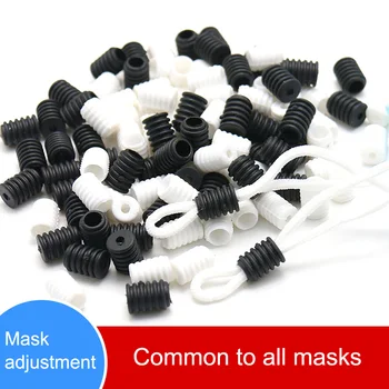 

100pcs Face Mask Silicone Cord Locks Toggles Drawstrings Adjustable Lanyard Buckle Elastic Cord Adjuster Non Slip Stopper Button