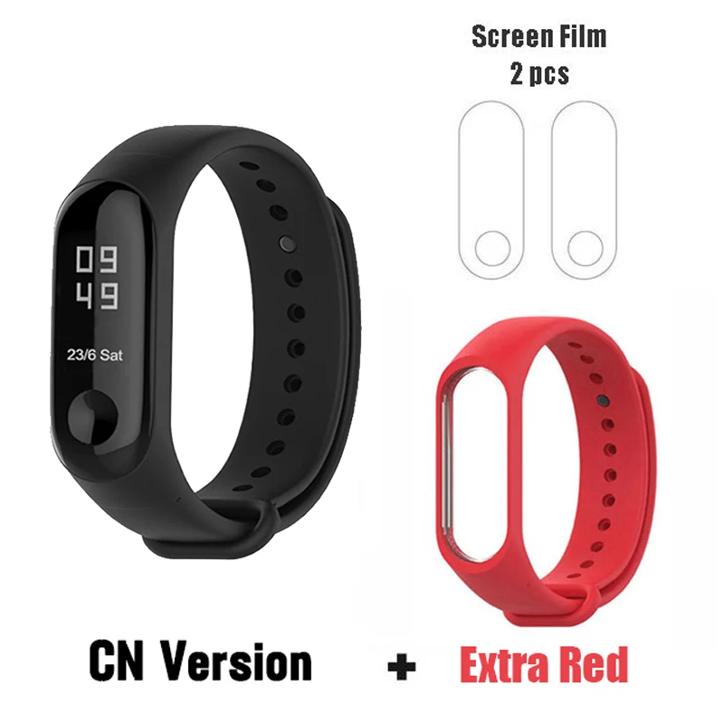 Глобальная версия Xiaomi Mi Band 3 умный Браслет 50 м водонепроницаемый монитор сердечного ритма мужской Браслет фитнес-трекер многоязычный - Цвет: CN add red film