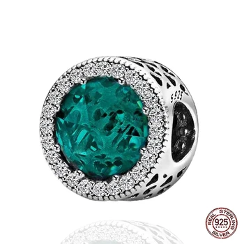 

YSH new 100% 925 sterling silver green zircon Beads charm Fit original Europe bracelet 2020 women DIY jewelry gift free shipping