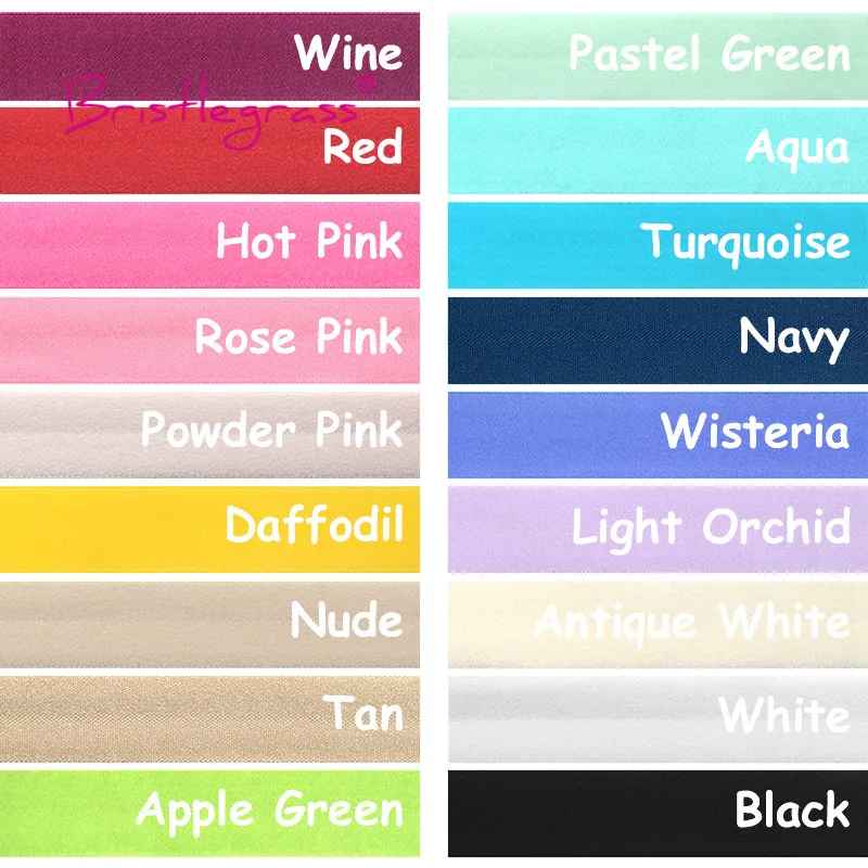 BRISTLEGRASS 50 100 Yard by Roll 5/8&quot 15mm Solid Matte Non-Shiny FOE Fold Over Elastics Spandex Bands Headband Dress Sewing Trim | Дом и