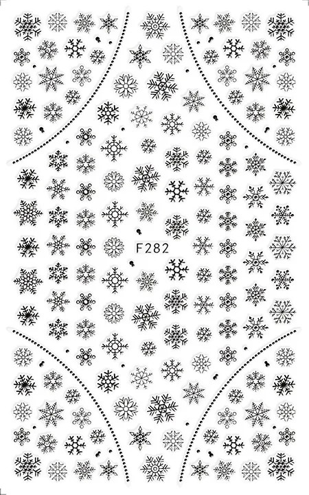1 лист Рождественская тема наклейки для ногтей милый олень/Снежинка узор для ногтей DIY декоративная наклейка на стену самоклеящаяся - Цвет: F282 Black