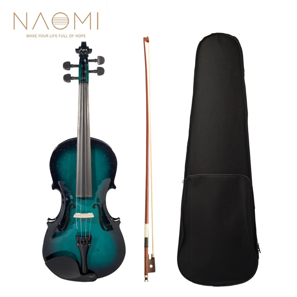 NAOMI 4 Strings Acoustic Violin 4/4 Basswood Violin Fiddle Musical Instruments with BrazilWood Bow Case For Violin Player