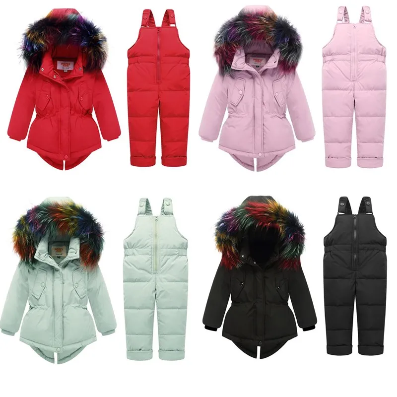 

2019 Baby Girl Winter Coat Children's Down Jacket Set Children's 1-3 Year Old Boys&girls 2 Pcs Of Clothes Baby Winter Snowsuits