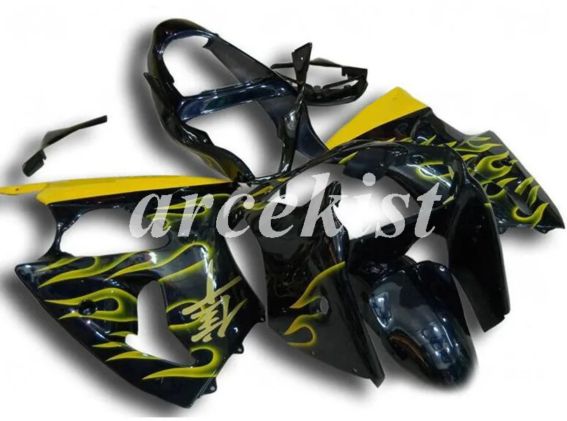 Литьевая Форма ABS мотоцикл обтекатели комплект подходит для kawasaki ZZR600 2005 2006 2007 2008 05 06 07 08 тело набор пламя желтый