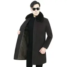 Мужское зимнее пальто из норковой шерсти, элегантное деловое повседневное однобортное толстое теплое пальто из искусственного меха, верхняя одежда для мужчин