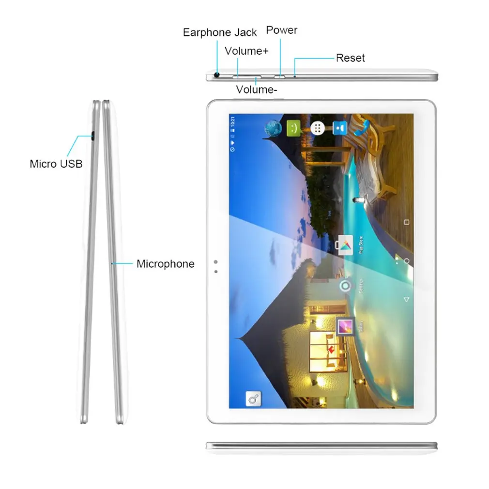  10.1 Inch Quad Core 3G HD Phone Call Dual SIM Cards RAM 2G + ROM 32G Wi-Fi Tablet PC for Android 6.