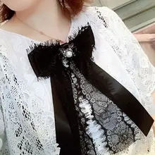 Прямая поставка и корейские женские ресницы цветочные кружева галстук-бабочка имитация жемчуга стразы брошь булавки Nov.6