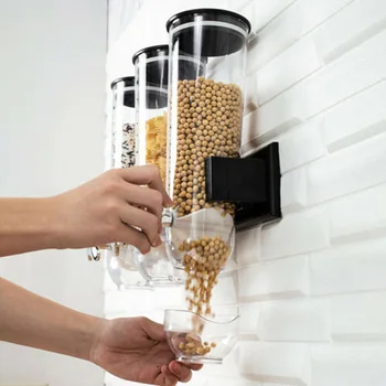 

Wall Mounted Dry Food Cereal Dispenser Snack Grain Plastic Storage Container Kitchen JS23