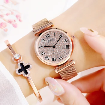 

Rose Gold Women Watch 2020 Top Brand Luxury Magnetic Starry Sky Lady Wrist Watch Mesh Female Clock Montre Femme Relogio Feminino