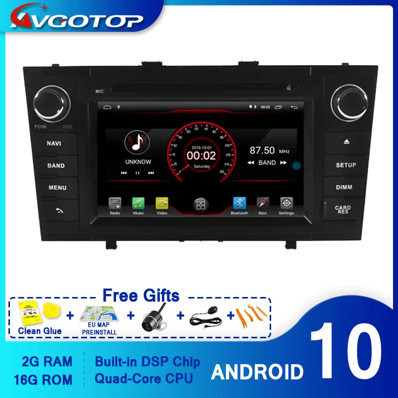 Автомагнитола AVGOTOP на Android 10 DVD-плеер с GPS для TOYOTA AVENSIS 2008-2013 мультимедийный