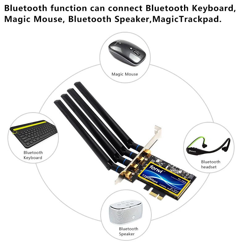 PCI Wi Fi Adapter Wireless AC Dual Band 1750Mbps Broadcom BCM94360CD 802 11ac For Hackintosh Mac 5