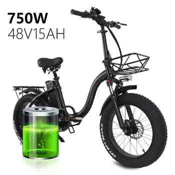 

(EU STOCK) Electric bike 48V15A 20" 4.0 Fat Tire ebike Folding 750W 43KM/H Powerful electric Bicycle Mountain/Snow/beach e bike