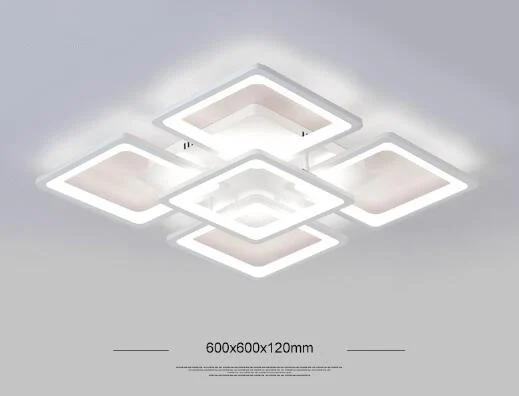 60x60cm Прямоугольные современные светодиодные потолочные люстры-светильники для гостиной, спальни, AC85-265V, квадратные потолочные люстры-украшения - Цвет корпуса: 60x60cm