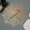 Table Mat Hibiscus Flower Bronzing PVC Placemat Hollow Insulation Coaster Pads Table Bowl Home Christmas Decor Heat Resistant 1