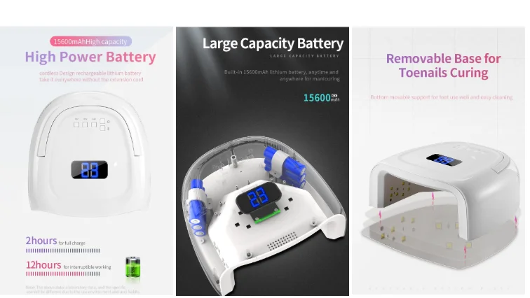 S20 15600 мАч батарея беспроводная Светодиодная лампа для ногтей УФ Гель-лак сушилка маникюрные лампы перезаряжаемая лампа для дизайна ногтей с ЖК-дисплеем