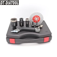 

DT-DIATOOL 1set boxed Diamond Drill Core Bits double cutting grinding discs set for Porcelain Tile M14 thread Hole Saw
