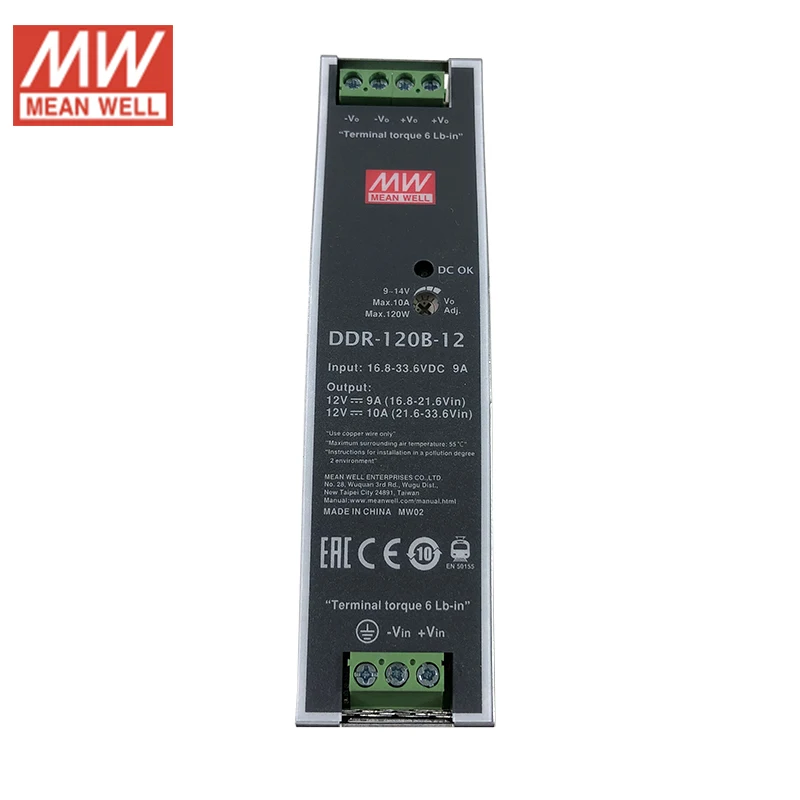 Средняя DDR-120B-12 120 Вт DIN Rail input вход преобразователя 16,8~ 33,6 В постоянного тока до 12 В постоянного тока 10A средняя мощность питания(24 В постоянного тока до 12 В постоянного тока