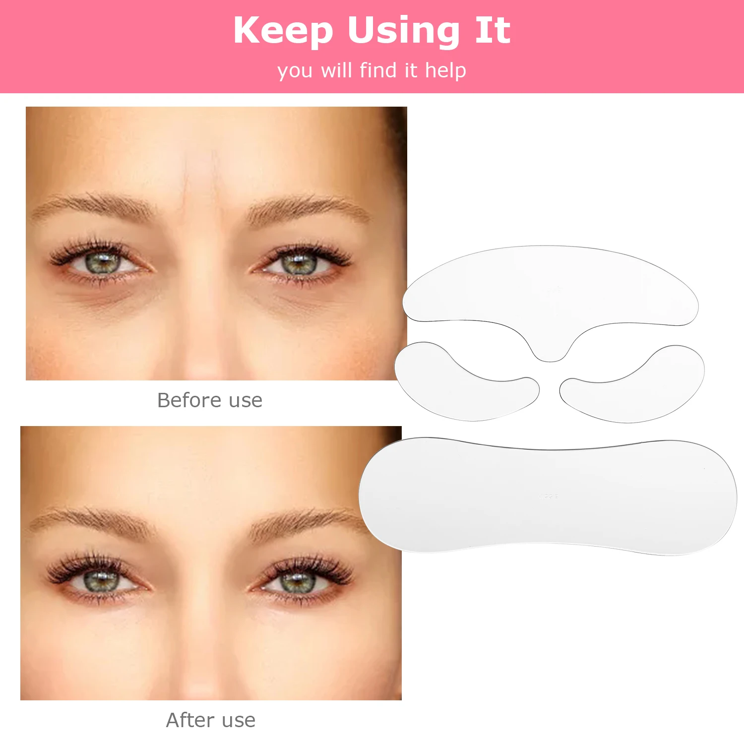 Facial Patches Wrinkle Remover Pads for Forehead Wrinkle Crows Feet Neck Silicone Smoothing Wrinkle Patches for Face Skin Care