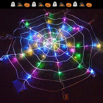 

LED Halloween Spider Web Creative Halloween Prop Lighting LED Lights Halloween Party DIY Decorations for Haunted House
