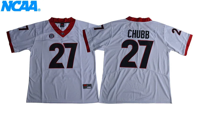 Новое поступление высокое качество NCAA Ник Chubb#27 футболка колледжа майки Молодежные S-XXXL - Цвет: 4