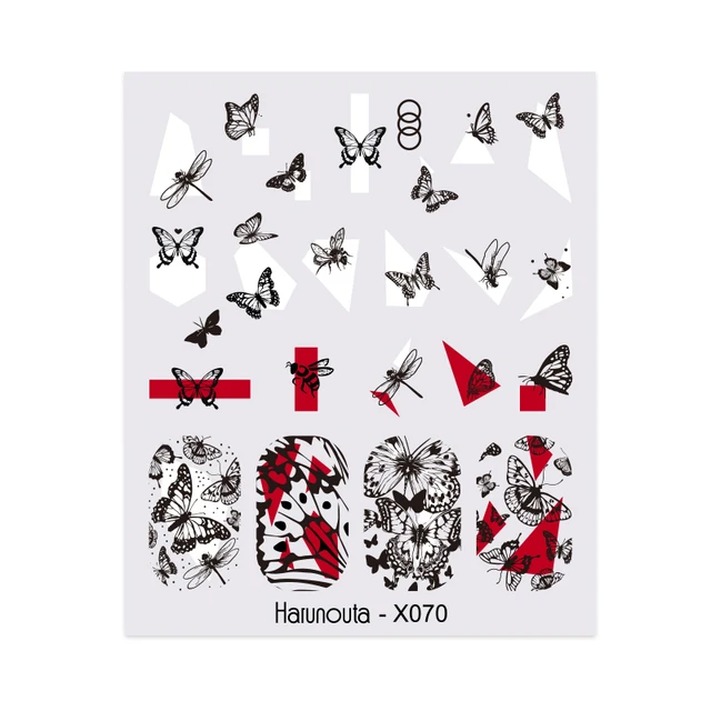 Black White Butterfly 3D Nails Sticker Geometry Decals Flower Gold DIY Decals Designs For Nail Art Manicures Decorations Salon 11