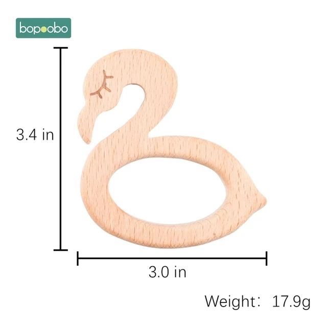 Bopoobo 5 шт. деревянный Прорезыватель для еды, из бука, деревянные животные, детские игрушки для новорожденных, подвеска, соска, комплект для медицинских процедур, Детские трофеи - Цвет: Flamingo