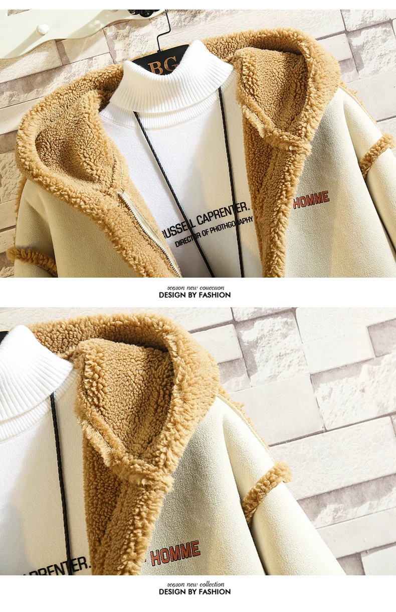 Новая куртка мужская зимняя утепленная овечья шерсть хлопок с капюшоном свободный толстый большой размер зимняя теплая одежда
