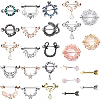 

1pcs Fashion Women Nipple Ring Double Wing Feather Steel Straight Nipples Shield Rings Body Piercing Jewelry Gift