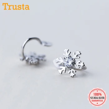 

Trusta 100% 925 Sterling Silver Snow Cz Ear Cuff Clip on Earrings For Women Girl Without Piercing Earings Jewelry DS476