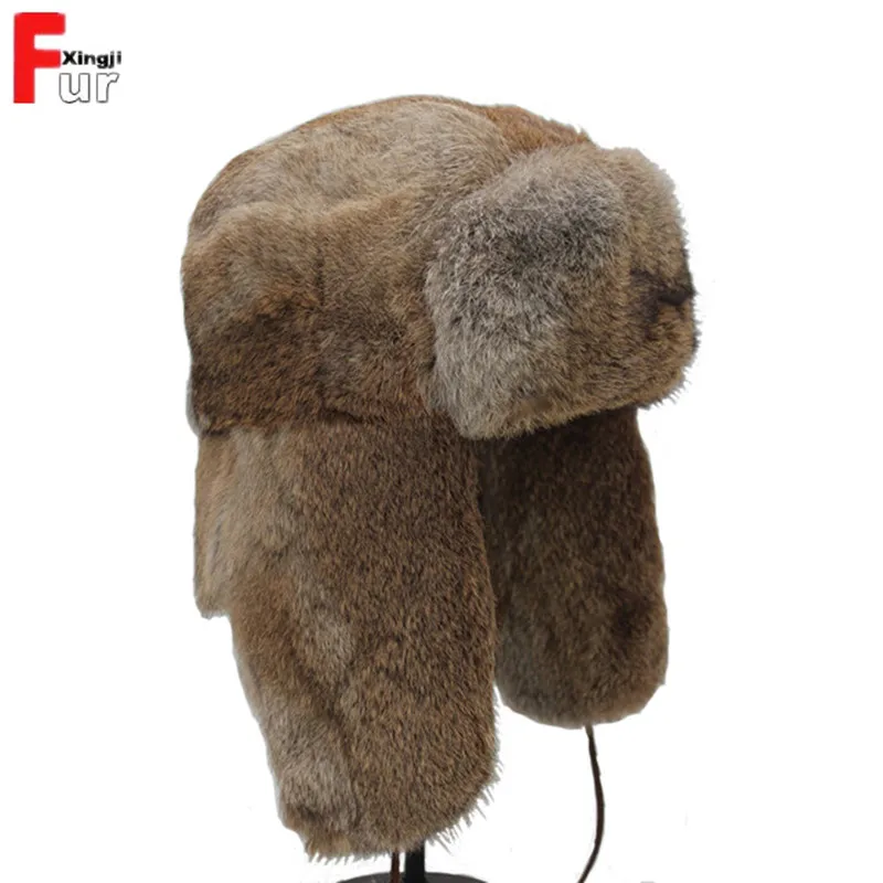 Унисекс для мужчин и женщин Русский стиль теплая шапка из кроличьего меха