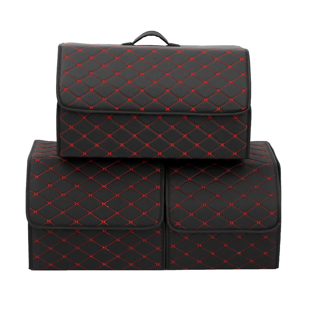 

TiOODRE Car Organizer Box Storage Bag Auto Trash Tool Bag Folding Cargo PU Leather Storage Stowing Tidying Trunk Car Accessories