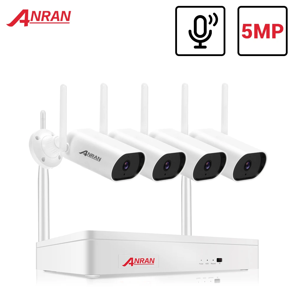 ANRAN – caméra Audio de 5mp, Kit de vidéosurveillance, sans fil, NVR, système de sécurité 1920P, étanche, pour l'extérieur