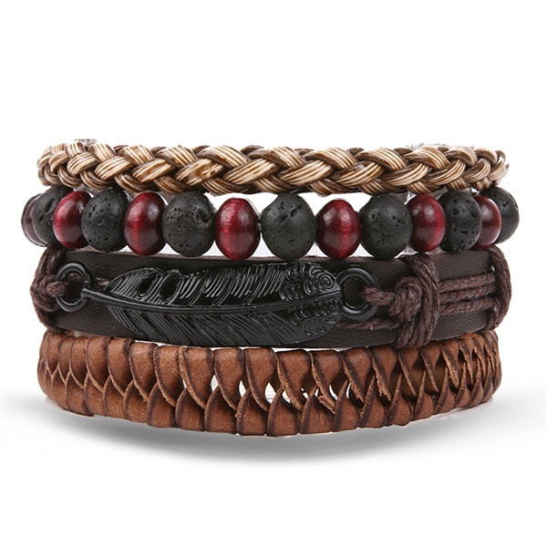 Vintage Flower Bracelets & Bangle Boho Multiple Layers Leather Bracelet 2019 For Women Man Wrap Female Punk Jewelry Gifts