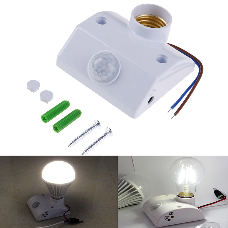 

AC110-240V E27 Motion Sensor Lamp Holder Base PIR Infrared Automatic Timer Adjustable Smart Bulb Light Holder Sensor Switch