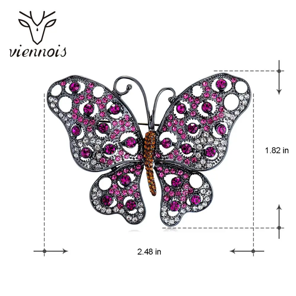 Viennois модная женская бижутерия синяя/темно розовая бабочка циркон брошь со