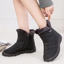 Большие размеры 43, плюшевые теплые зимние ботинки ботильоны для женщин на молнии женские ботинки женская зимняя обувь новые женские зимние ботинки