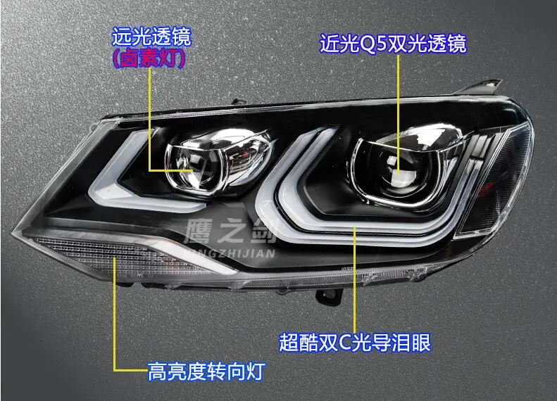 Hireno автомобильный Стайлинг Головной фонарь чехол для VW Toureg 11-2013 светодиодный головной светильник s DRL Дневной ходовой светильник Bi-Xenon HID аксессуары