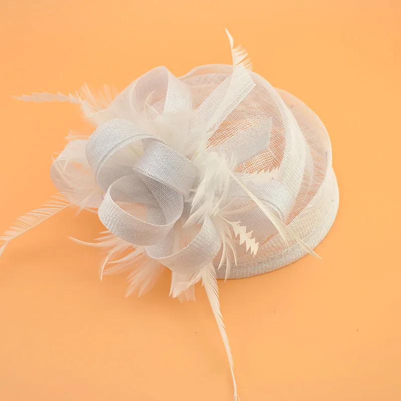 Birde hat Vintage Bridal Flax Feather Beret Hats Elegant Wedding Accessories Black Fascinator Hats Women's Formal Occasion