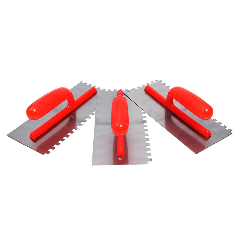 Stainless Cement Flaten Trowel with Notch Tiling Notched Trowel Square Notch with Handle for Wall Floor Tile Grout WWO66